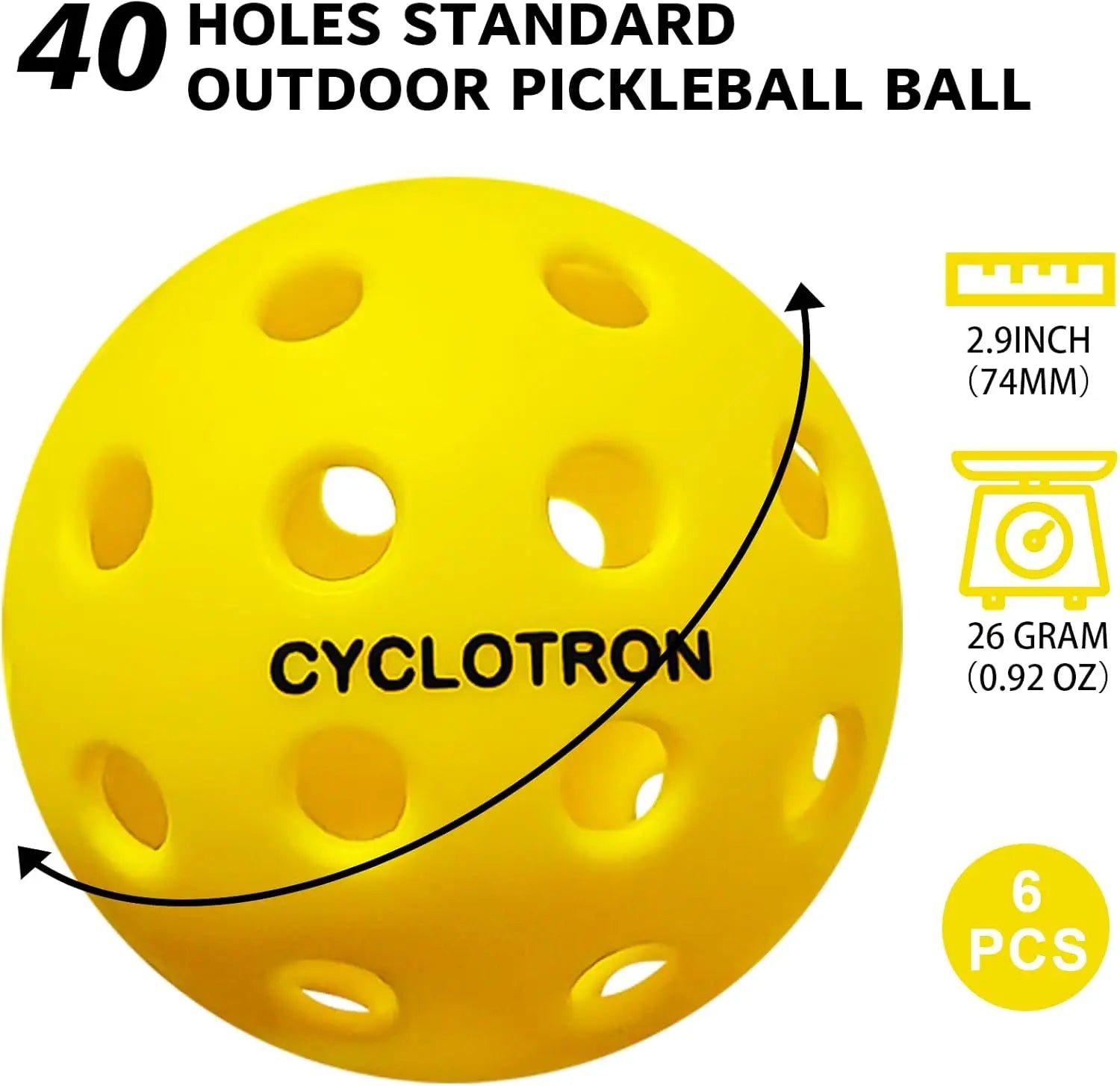 6 Pack Pickleballs